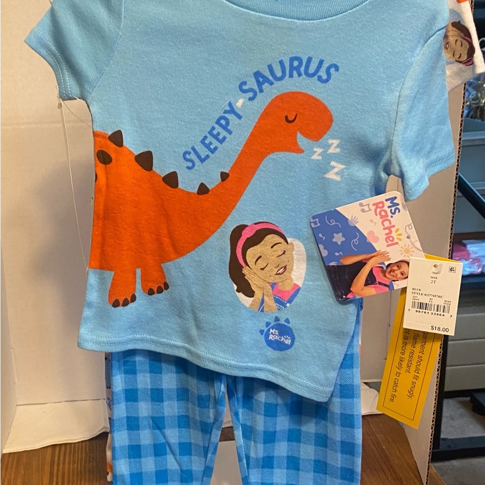 Rachel Sleepy Saurus Blue and Orange Pajama Set/ 2pack